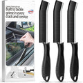 3-Pack Hard Bristle Crevice Cleaning Brush Household Use, Grout Brush for Small Tight Spaces, Multi-Use for Bathroom, Kitchen, Car, Window Tracks, Sinks, Deep Clean Corners, Edges, and Gaps (Black)