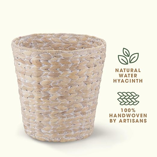 2-Pack White Wicker Trash Cans