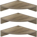 Fun Memories Corner Shelf Wall Mount, Wood Floating Corner Shelves,Corner Wall Shelf for Bedroom, Bathroom, Kitchen, Living Room (Grey, 3 Pack)