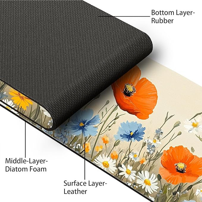 Bimkole 2 PCS Faucet Absorbent Mat, Kitchen Faucet Sink Splash Guard Wraparound Cloth Pads Drip Catcher for Sink Faucet for Kitchen Bathroom Faucet, Colorful Faucet Mat, 15 x 4 Inch Flower A5