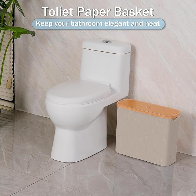efluky Toilet Paper Basket with Lid, Toilet Paper Organizer for Bathroom, Free Standing Toilet Paper Holder with Storage, Brownbeige
