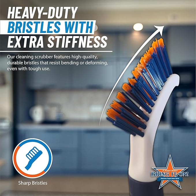 Bring It On Grout Cleaner Pro with Stiff Cleaning Brushes – 32Fl Oz x 2 Grout Pro for Shower Tile Includes Heavy-Duty Grout and Tile Cleaner Brushes – Effectively Removes Mineral Deposits