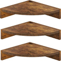 Fun Memories Corner Shelf Wall Mount, Wood Floating Corner Shelves, Corner Wall Shelf for Bedroom, Bathroom, Kitchen, Living Room (Brown, 3 Pack)