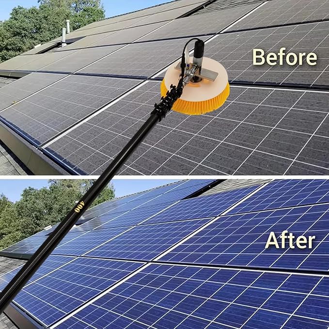 Solar Panel Electric Cleaning Tool, Solar Panel Cleaning Kit, Automatic Rotary Brush,Solar Panel,Roof Water Brush,With Adjustable Extension Rod,Cleaning Equipment,Window Cleaner