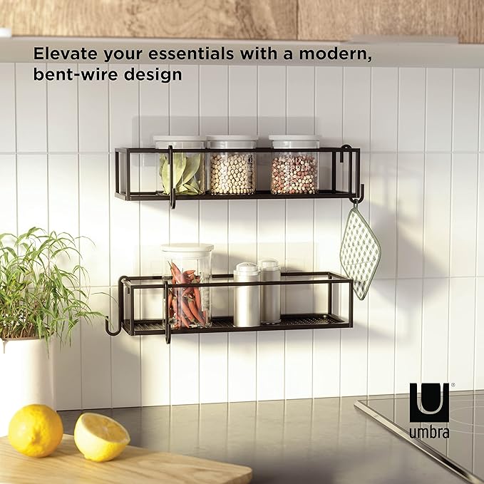 Umbra Cubiko Shower Bin Caddy Set, Black (Pack of 3)