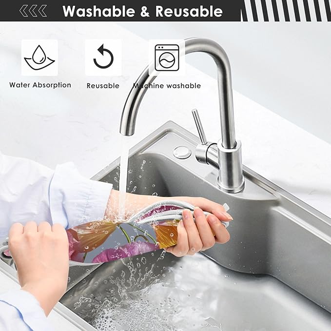 Sink Faucet Absorbing Mat Kitchen Sink Splash Guard Splash Faucet Drip Catcher for Bar RV Bathroom 2PCS 30x5.5in Pink Purple Poppy