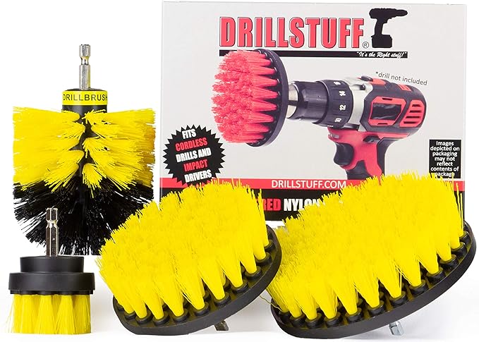 4 Piece Power Scrub Brush Kit for Tile and Grout, Tub, Shower, Sink, Porcelain, Shower Tracks, and Around fixtures