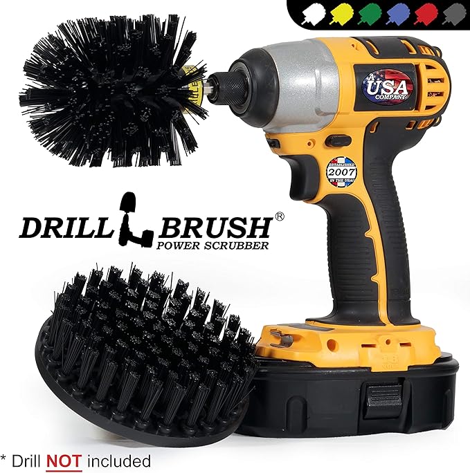 Ultra Stiff Drill Powered Cleaning Brush kit for Heavy Duty use by Drillbrush
