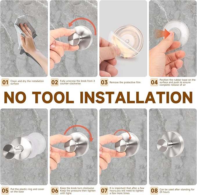 Suction Cup Hooks for Shower Heavy Duty Wreath Hangers for Front Door Waterproof Shower Hooks for Inside, No Drill Adhesive Towel Hooks for Bathroom, Kitchen, Glass Doors, Windows (4, Brushed Nickel)