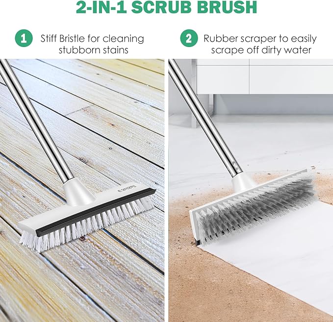 SetSail V-Shaped Scrub Brush and Floor Scrub Brush, V-Shaped Grout Cleaner Brush Swivel Grout Brush Stiff Bristle Grout Scrubber for Bathroom