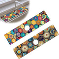 Bimkole 2 PCS Faucet Absorbent Mat, Kitchen Faucet Sink Splash Guard Wraparound Cloth Pads Drip Catcher for Sink Faucet for Kitchen Bathroom Faucet, Colorful Faucet Mat, 15 x 4 Inch Flower A7