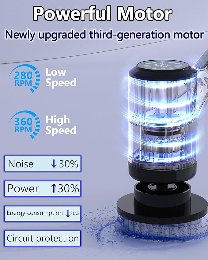 Electric Spin Scrubber: Crodless Power Spin Scrubber with Long Handle and Dual Speeds for Cleaning Bathroom Tub Tile Floor Include Cleaning Brush