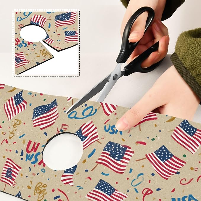 Kitchen Sink Splash Guard 2 PCS 14.7 Inch Sink Faucet Mat Splash Guard for Bathroom Countertop Water Absorbent Foldable Cuttable Soft Washable Brown Patriotic American Flags