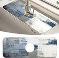 MCALK Blue Kitchen Sink Faucet Mat Splash Guard, Absorbent Quick-Dry Kitchen Sink Mat - Ideal for Splash Guard & Drip Catching with Abstract Art Decor( 1pc 15"x5.5")