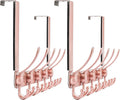 Dseap Over The Door Hook Hanger - Fits 1 3/8" to 1 3/4" Standard Doors | 5 Tri Hooks Heavy Duty Towel/Coat Rack | Door Organizer for Clothes, Jackets, Hats, Towels, Rose Gold, Pack of 2