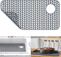 AWOKE Sink Protectors for Kitchen Sink,Kitchen Sink Protector Mat - 28.6" x 14.5" Heat-Resistant Silicone Folding Non-Slip Mat for Stainless Steel Sink with Right Drain (Grey)