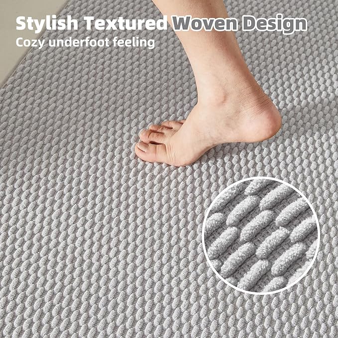 Toilet Rug, Thin Toilet Rugs U Shaped Washable Non Slip Absorbent Quick Dry Low Pile Toilet Mat, Light Grey 20"x24" U Shape