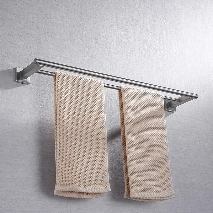 Miyili 24-Inch Bathroom Double Towel Bar Brushed Stainless Steel Bath Towel Rack Holder Wall Mount, A02N60B