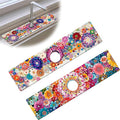 Bimkole 2 PCS Faucet Absorbent Mat, Kitchen Faucet Sink Splash Guard Wraparound Cloth Pads Drip Catcher for Sink Faucet for Kitchen Bathroom Faucet, Colorful Faucet Mat, 15 x 4 Inch Flower A3
