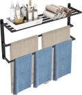 Matte Black 32 InchTowel Racks for Bathroom, VOTZAAQ Black Towel Shelf with Double Towel Bar, 3 Tier Stainless Steel Towel Storage, Bath Towel Holder Wall Mounted