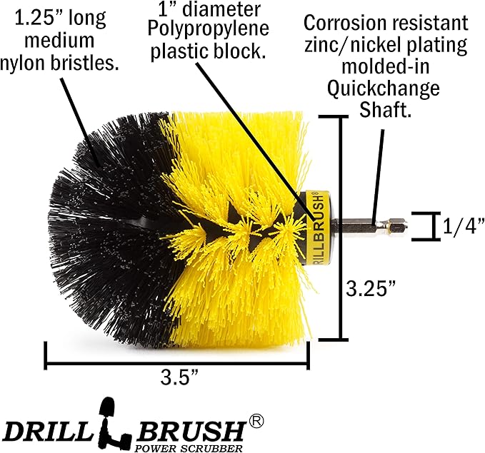 Drill Brush - The Original Drillbrush Power Scrubber - Bathroom Accessories - Shower Cleaner - Scrub Brush - Bath Mat - Shower Curtain - Bathtub - Sink - Toilet - Bidet - Flooring - Grout Cleaner