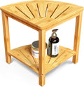 Zhuoyue Bamboo Corner Shower Stool Bench Waterproof with Storage Shelf, for Shaving Legs or Seat in Bathroom & Inside Shower