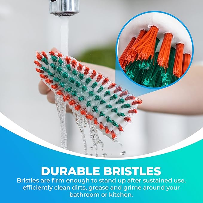 Blue Turtle Scrub Brush – Durable Shower Scrubber for Cleaning – Multipurpose Scrub Brushes for Cleaning with Firm Bristles – Ergonomic Long Handle – Heavy-Duty Scrubber for Bathroom, Kitchen, Garage