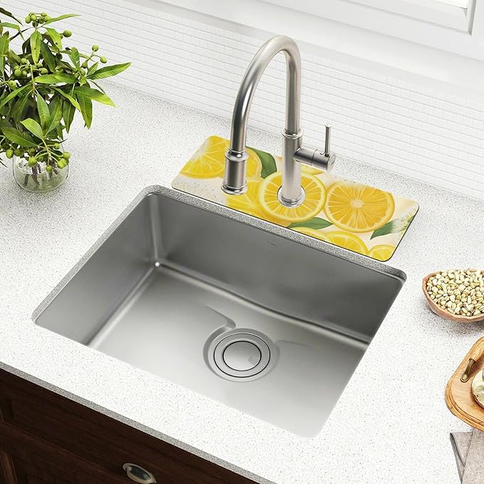 Yellow Dandelions and Summer Lemon Kitchen Sink Splash Guard Sink Faucet Mat Faucet Handle Drip Catcher Drain Mats for Kitchen Bathroom Countertop Absorbent Dish Drying Pad 2Pack 30x5.4IN