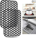 Sink Protectors for Kitchen Sink,2 PCS Silicone Kitchen Mat 13.58"x11.6",Non-Slip Bottom Guard Compatible with Farmhouse/Stainless Steel/Porcelain(Black)