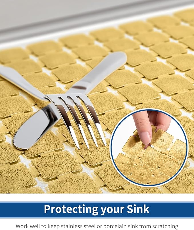 Bligli Sink Mat 2 Pack - 15.7x11.8 inch PVC Protectors for Stainless/Ceramic Sinks, Drain Mats (Brown)