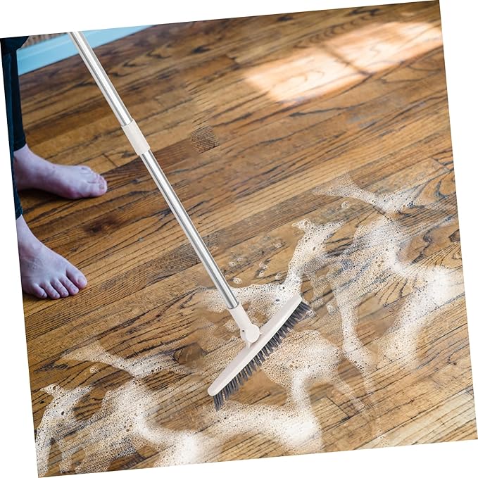 Beaupretty Rotatable Floor Scrub Brush with Long Handle for Deep Cleaning Gaps Window Grooves Shower Doors Tile Grout Corners Lightweight Multipurpose Crevice Cleaner for Bathroom Kitchen