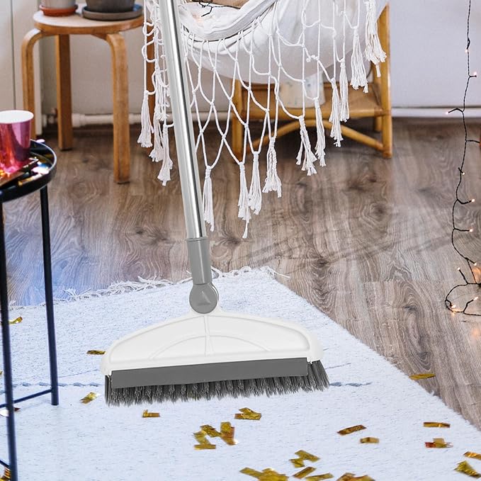VILLCASE Long Handle Floor Scrub Brush with Stiff Bristles Gray-White 126cm Floor Brush for Bathroom Tile Crevice Cleaning and Shower Grout Scrubber