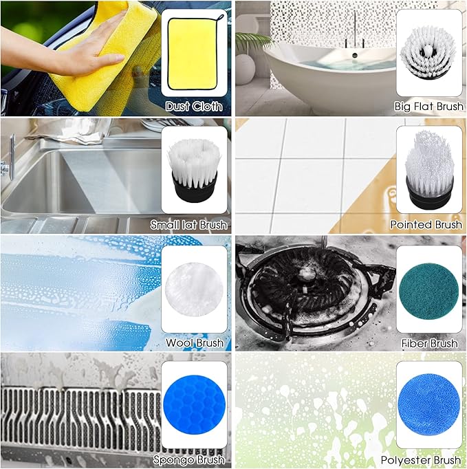 Electric Spin Scrubber,2022 New Electric Bathroom Cleaning Brush,8 Replacement Heads and 55 Extension Handle,for Cleaning Floors,Cars，Kitchens, Bathtubs