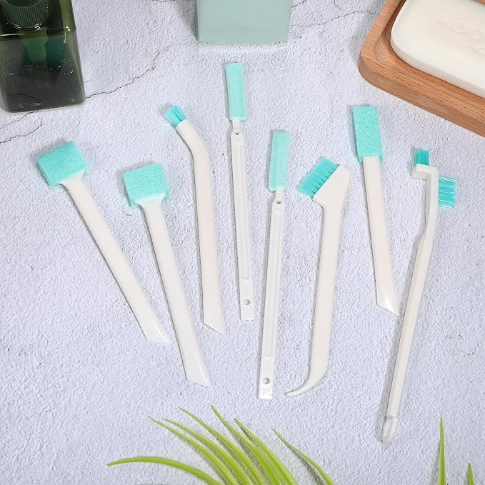 NUOBESTY 8pcs Household Cleaning Brush Set with Crevice Scrubbers and Water Bottle Brushes, Multi-Function Groove and Blind Cleaning Tools for Kitchen and Home Use