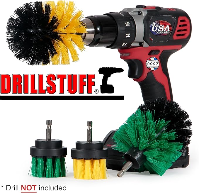 Drill Brush Power Scrubber Attachment for Power Drill - Drill Brush Attachment Grout Cleaner Brush Set - Power Scrubber Drill Brush Kit - Cleaning Drill Brush Set - Drill Scrub Brush for Drill