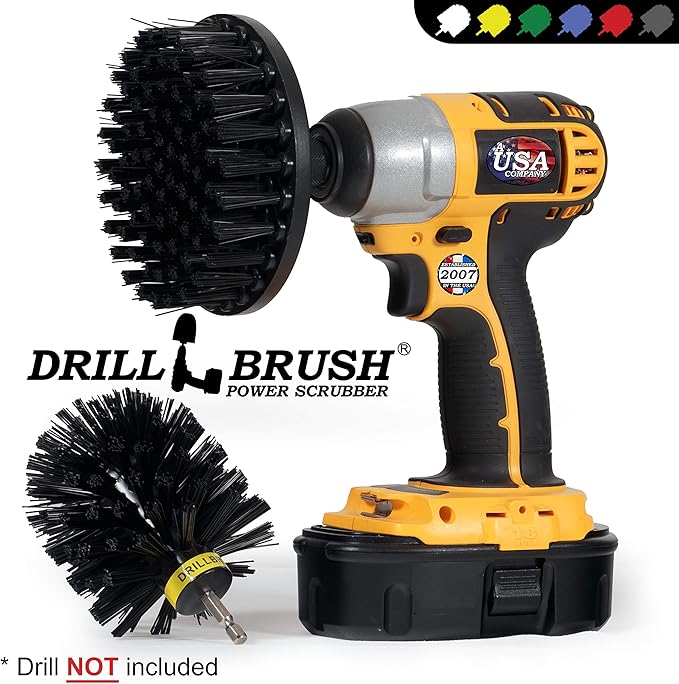 Ultra Stiff Drill Powered Cleaning Brush kit for Heavy Duty use by Drillbrush