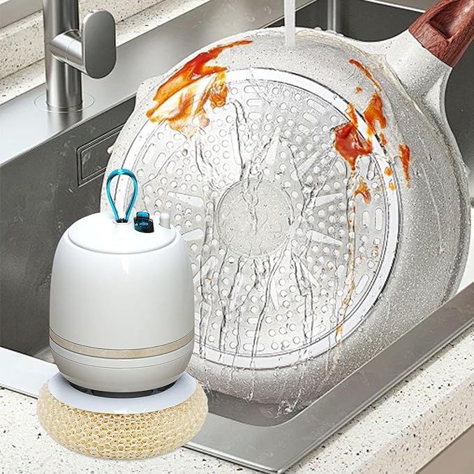 Electric Dish Scrubber Soap Dispensing Brush Portable Multifunctional Electric Kneading Cleaning Brush for Kitchen Gold 3.35x4.72 inch
