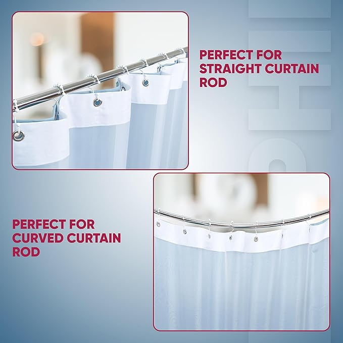 Shower Curtain Hooks Rust Proof (Set of 12) - Stainless Steel Shower Curtain Rings - Anti Slip Roller Balls for Easy Glide (Double Anchor Hooks, White)