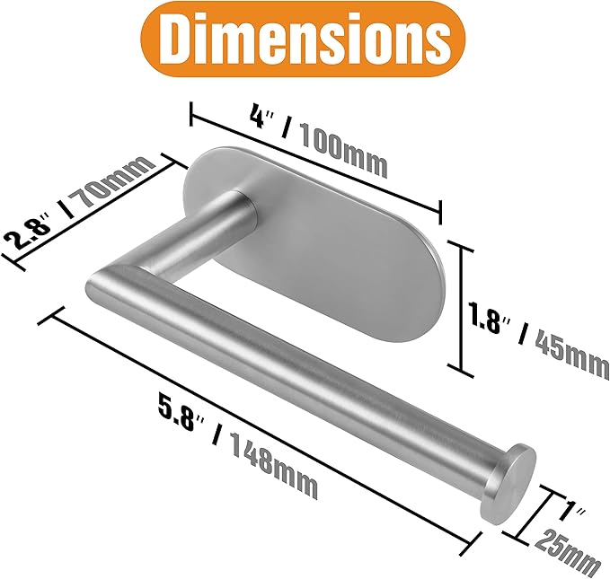 HITSLAM Stainless Steel Toilet Paper Holder, Self Adhesive, Rust Proof, Heavy Duty, for Bathroom