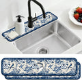 2 Pcs Kitchen Sink Splash Guard Faucet Mats Vintage Porcelain Flowers and Birds Pattern Faucet Mat for Sinks Absorbing Drying Mat for Kitchen Bathroom, 23.6x5.5inch