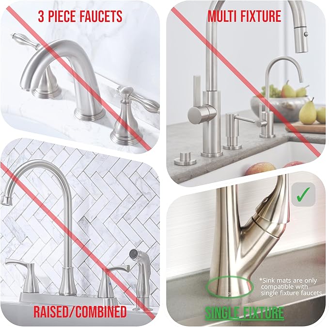 Ternal Sinkmat for Kitchen Faucet, Original Design, Absorbent Microfiber Fabric, Machine Washable Splash Guard & Drip Catcher For Around Faucet Handle [Black Bundle, 24",15" & 9"]