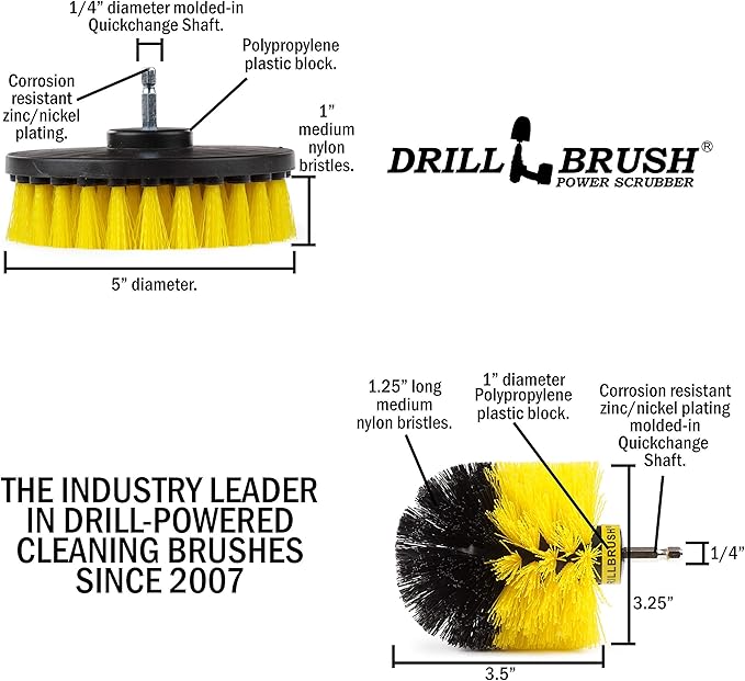 Bathroom Accessories - Cleaning Supplies - Drill Brush - Grout Cleaner - Shower Cleaner - Scrub Brush for Shower - Tile Cleaning Brush - Bathroom Cleaning Tools - Drill Brush Attachment Set - Bathtub