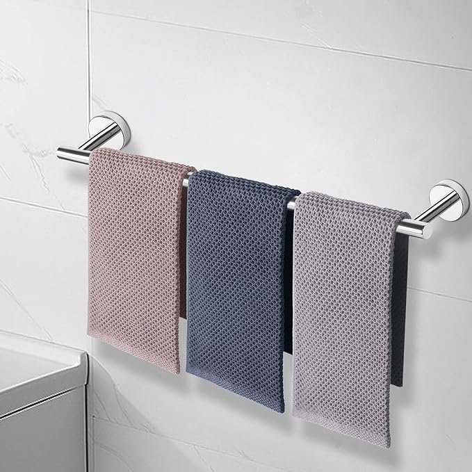 NearMoon Bath Towel Bar, Thicken Stainless Steel Shower Towel Rack Holder Wall Mounted for Bathroom, 33-lnch Overall Length-30-lnch Usable Hanging Space (1 Pack, Chrome Finish)