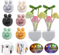 ZEZHOU Silicone Toothbrush Holders for Bathrooms - 6Pcs Razor Holder for Shower Wall Mounted + Sensor Led Mushroom Night Light - 2Pcs Color Changing Plug-in LED Mushroom Dream Bed Lamp