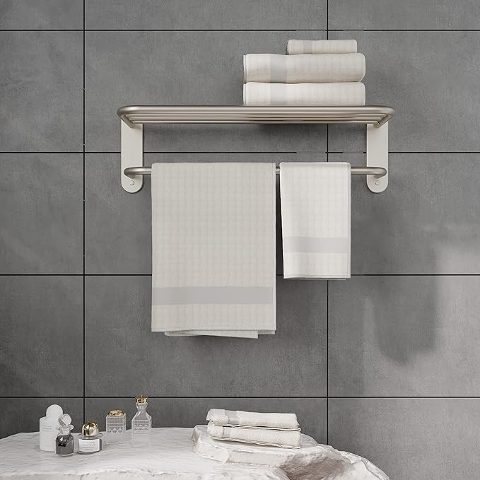 18 Inch Bathroom Towel Rack Towel Bar Towel Shelf Brushed Nickel Stainless Steel and Zinc Alloy Wall Mount 1pc for House Lavatory and Hotel