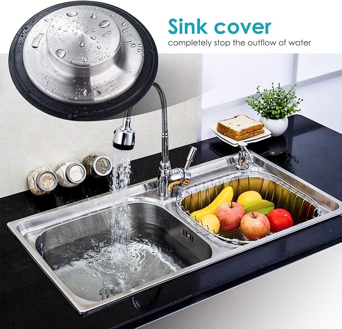 2PCS Kitchen Sink Stopper - Stainless Steel, Large Wide Rim 3.35" Diameter - Fengbao