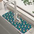 Cute Frog and Mushrooms Dish Drying Mat for Kitchen Sink Splash Guard Behind Faucet Sink Mat Absorbent Fast Drying Faucet Draining Mat for Bathroom Kitchen 5.5"×15"