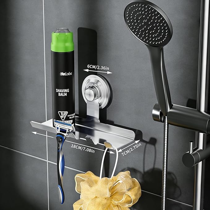 DELITON Suction Cup Razor Holder, Powerful Suction Cup Hooks for Wall, Removable&Reusable Shower Hooks for Towel, Loofah, Toothbrush