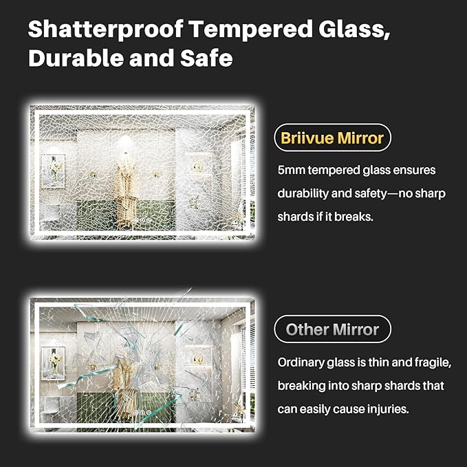 68"x38" LED Bathroom Mirror with Lights, Backlit & Front Lit, Lighted Wall Mirrors for Bathroom Vanity, Touch Screen Dimmable, Anti-Fog, Memory Function, HD Tempered Glass, Shatter-Proof, ETL Listed