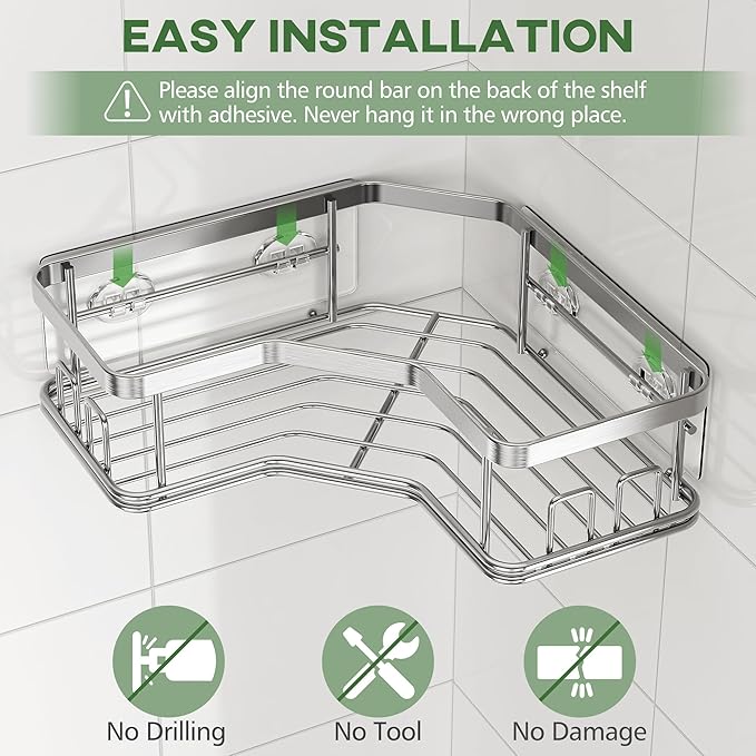 MAXIFFE Shower Caddy Organizer, 3-Pack Corner Shower Caddy Organizer Shelves Storage Rack Accessories for Bathroom Countertop Home Decor Set, Silver